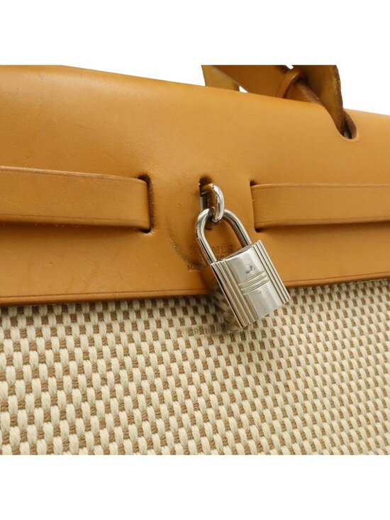 Hermes Herbag PM Handbag 2-Way Backpack Toile GM Leather Beige Black Light Brown main image 9